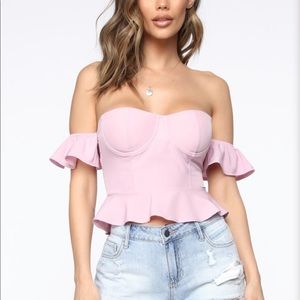 Lovely Off Shoulder Top - Pink Lavender